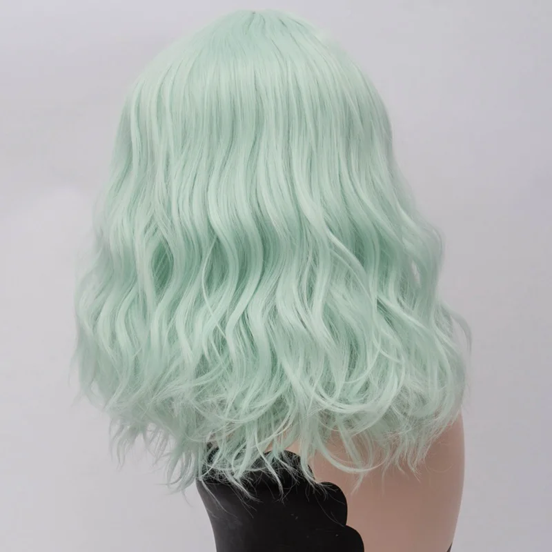 white green MSI Wigs два тона Короткие Косплей парики для женщин розовый белый волнистые Ombre парик с челкой Фиолетовый Омбре натуральные синтетические волосы парики - Цвет: white green