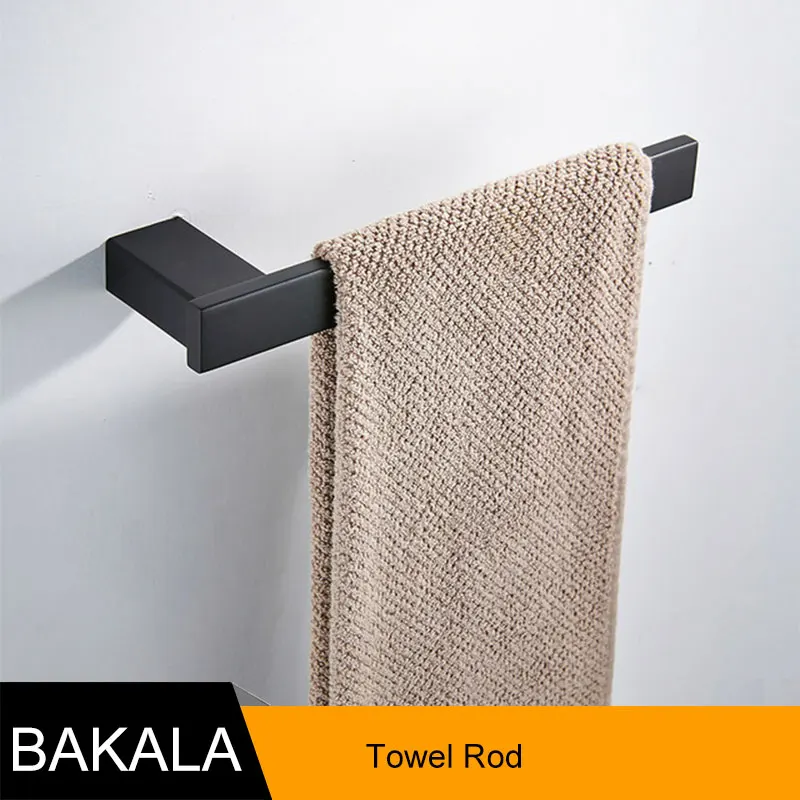 towel rack BECOLA черная квадратная фурнитура для ванной, набор настенных аксессуаров из нержавеющей стали для ванной комнаты, современные аксессуары для ванной комнаты - Цвет: towel rack