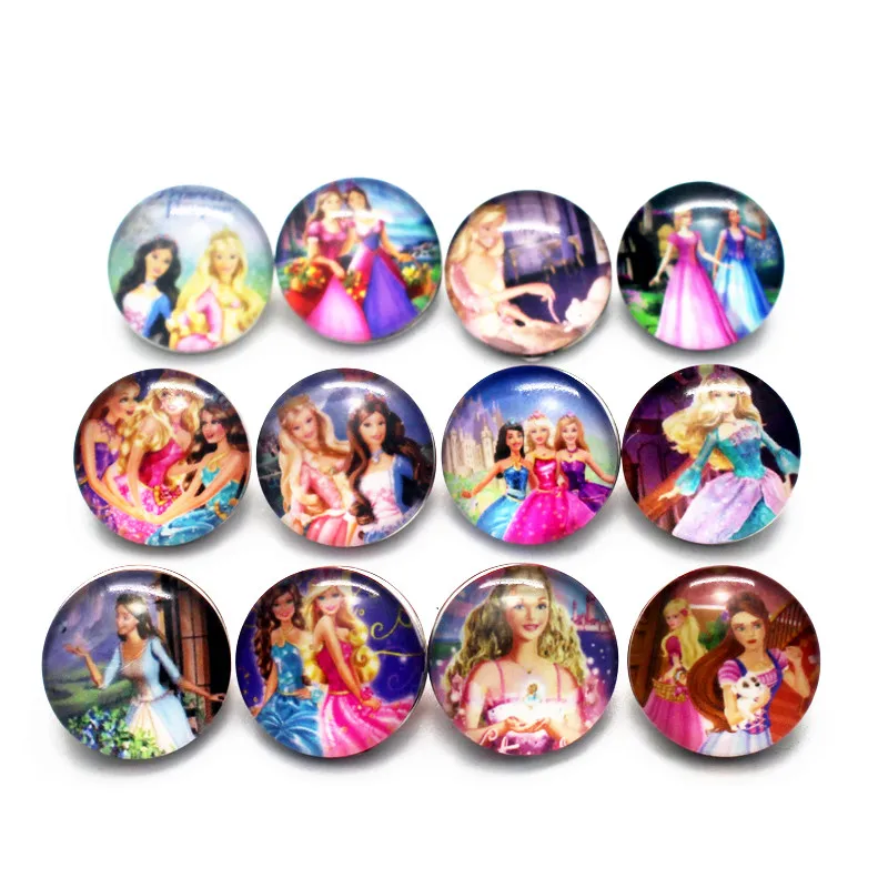 Новейшие 10 шт./лот мультфильм Барби Кукла застежки 18 мм стеклянные пуговицы