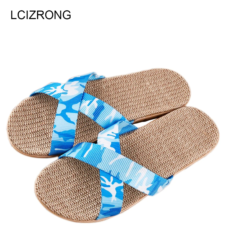 LCIZRONG/летние льняные домашние тапочки камуфляжной расцветки Женские модные