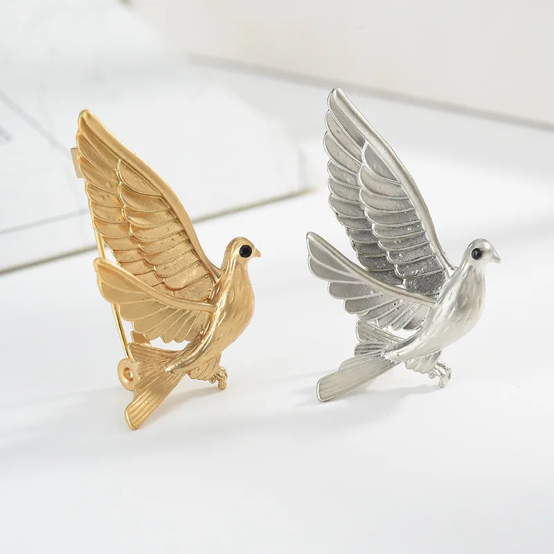 Женские металлические броши в виде голубя мира золотой и серебряный цвет корсаж