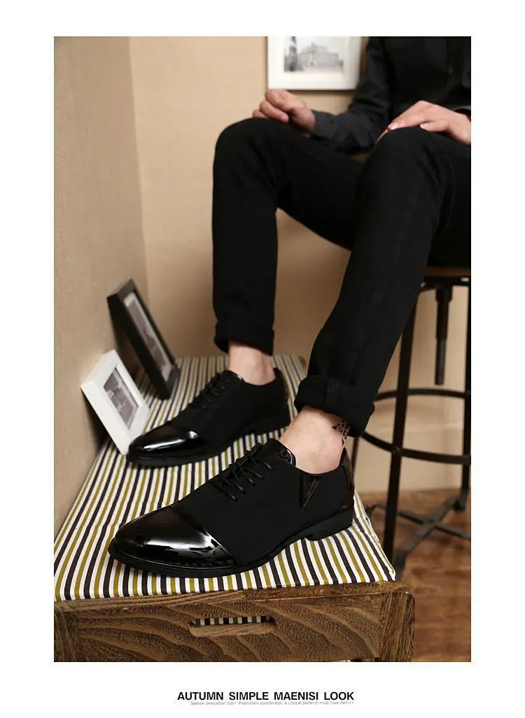 2014 new brand Men Shoes Leather splice Lace Up Business Moccasins Dress Wedding casual men shoes | Обувь