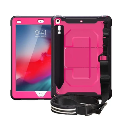 Rose Чехол с держателем для карандашей Ruged для apple ipad 9,7, для планшета, для детей, для друзей, противоударный защитный чехол с подставкой, наплечный ремень, для улицы, для автомобиля - Цвет: Rose