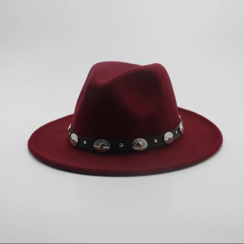 Fashion Wool Men's Women's Winter Autumn Fedora Hat With DIY Punk Belt Wide Brim Church Sombreros Jazz Cap Top Sun Hat|Мужские