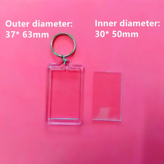 

1000pcs Large Rectangular Shaped Transparent Blank Photo Picture Frame Key Ring Split Ring keychain Gift For Men Women