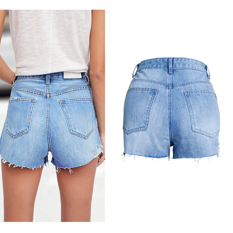 2019 летние джинсовые шорты для женщин уличная рваные потертые джинсы с бисером