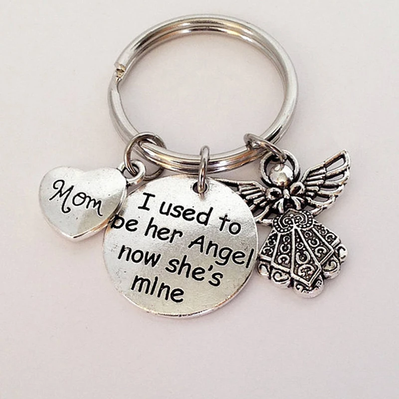 1 шт. я раньше была ее его ангел кольцо для ключей мама папа бриллиант мать отец