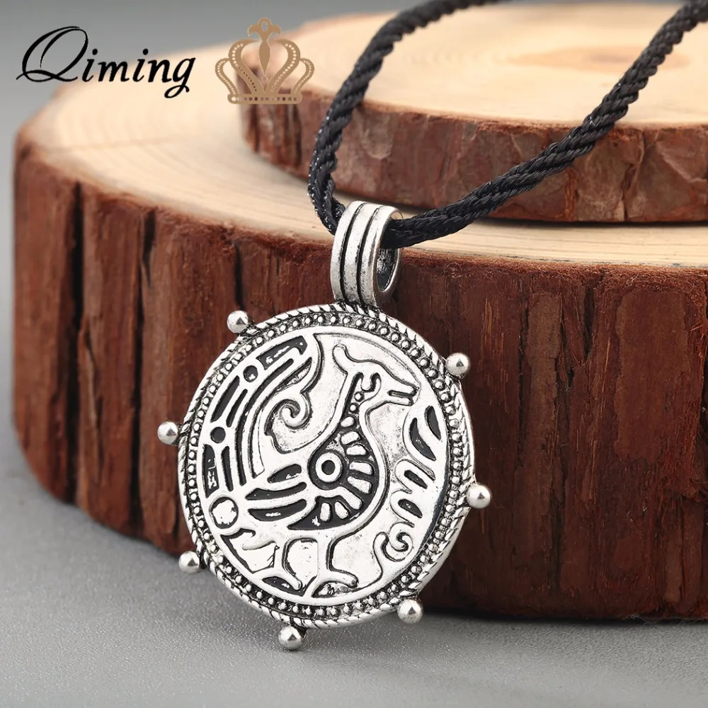 QIMING Ethnic Women's Necklace fashion Lucky Bird Religious Viking Jewelry Pagan Peace Slavic Amulets Animal Statement | Украшения и