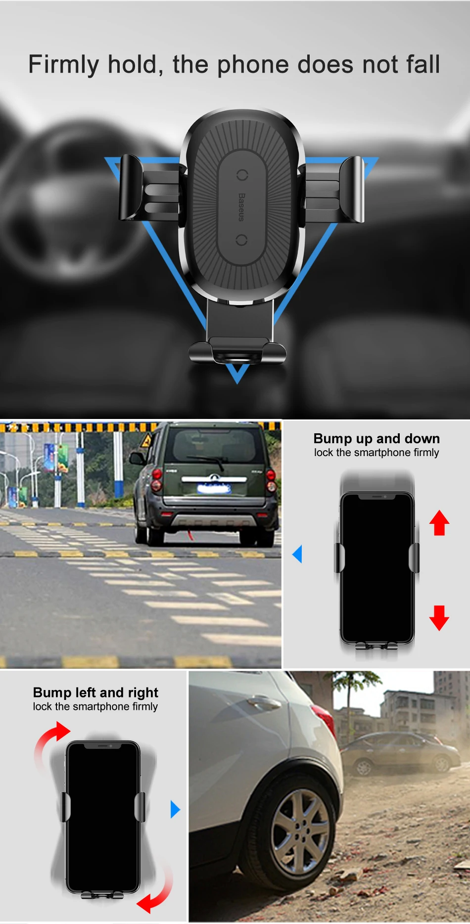 Baseus Qi автомобильное беспроводное зарядное устройство для iPhone X Xs XR 8 7 10 Вт Быстрое зарядное устройство Автомобильный держатель для samsung S9 S8 автомобильное зарядное устройство для телефона