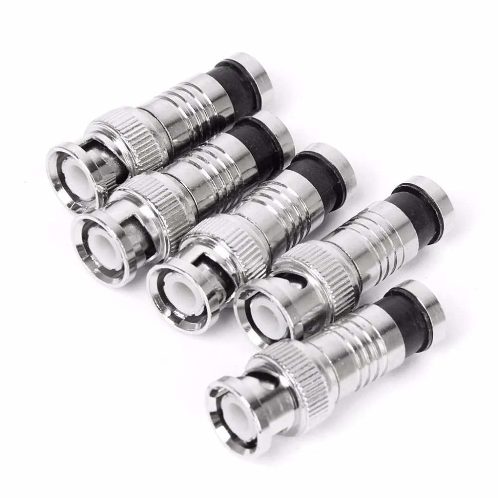 50 шт BNC мужские компрессионные коаксиальные соединители RG59 CCTV камера