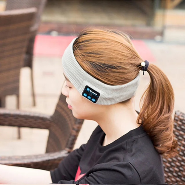 White Bluetooth шлем гарнитура аудио динамик вязание оголовье наушник спящий Спорт Йога, для бега, тренажерный зал Беспроводные наушники с микрофоном - Цвет: White