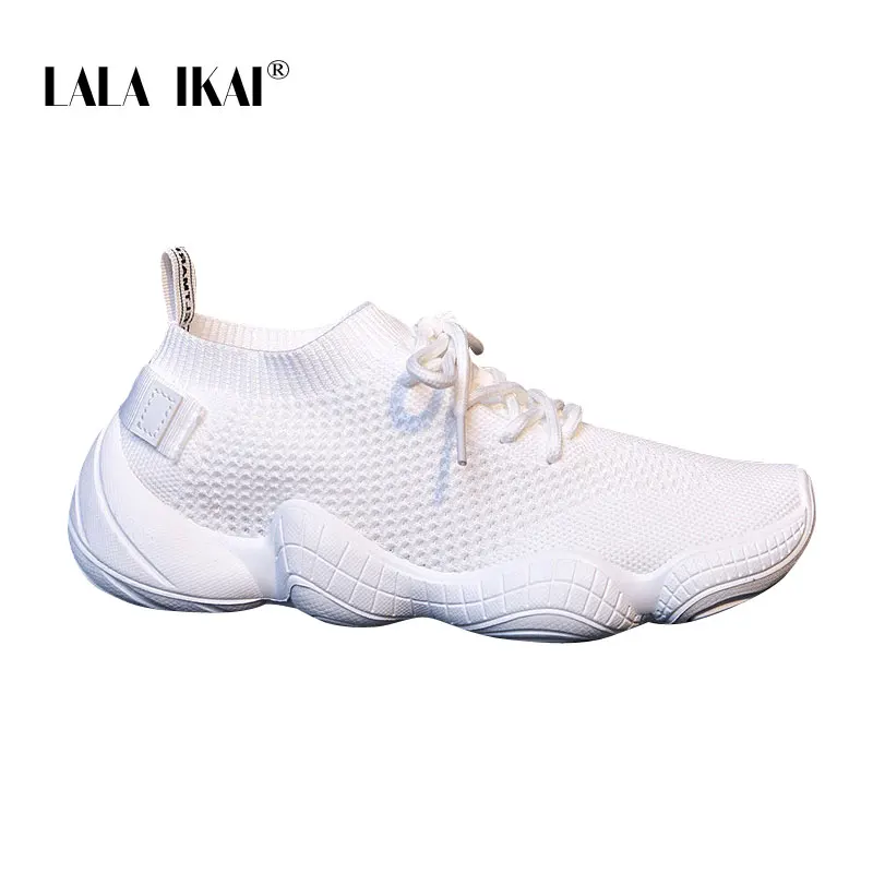 White LALA IKAI/женские кроссовки; сезон весна; обувь из дышащего сетчатого материала; повседневная обувь из вулканизированной ткани на шнуровке; женская мягкая розовая теннисная обувь; 014A3796-4 - Цвет: White
