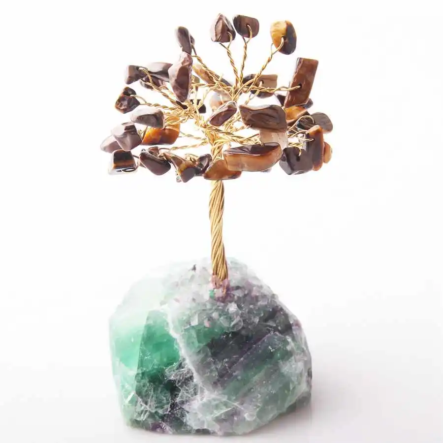 Tiger eye WALUOLAN 8 см Высокий Кристалл счастливые деньги камень дерево Статуэтка украшения фэн-шуй для богатства и удачи домашнего офиса Декор подарок на день рождения - Цвет: Tiger eye