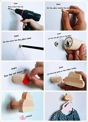 Милый зайчик деревянный крючок для одежды детей украшение стены комнаты детская