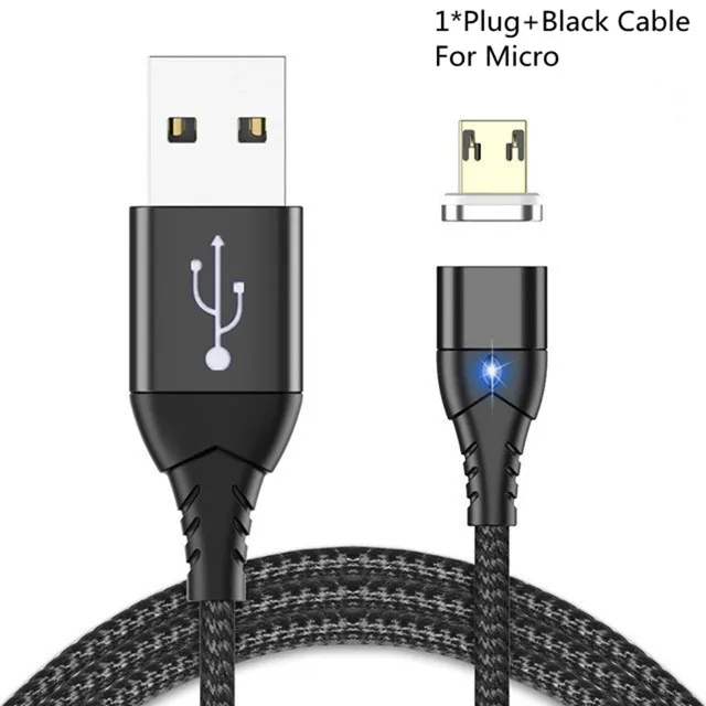 3а магнитное зарядное устройство Micro USB кабель для iphone Xiaomi huawei Android мобильный телефон Быстрая зарядка Магнит Micro USB кабель для передачи данных провод - Цвет: Black For Micro