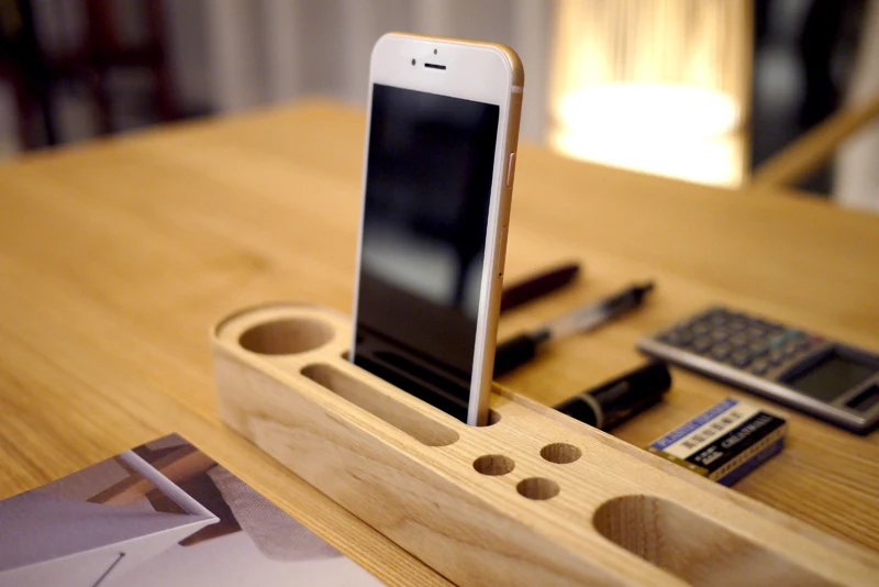 Деревянная коробка для домашнего офиса длинный ящик хранения мобильный телефон