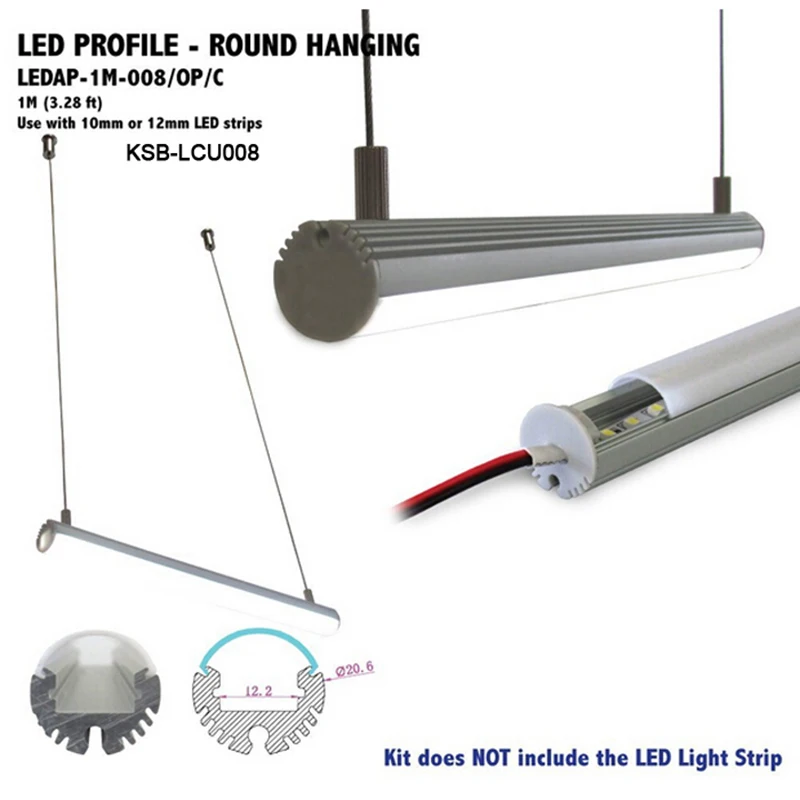 

10pcs Round hanging aluminium led profile led alunimium housing mounting channel for led strip light suspension led bar light
