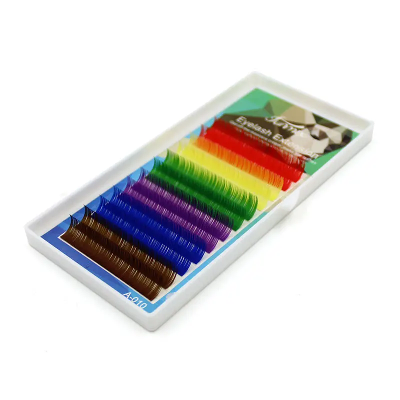 Новые модные женские Радуга Цветной наращивание ресниц искусственной норки