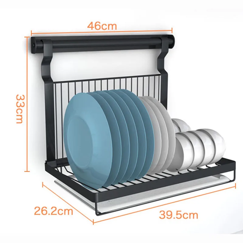 Dish Rack With Bar 304 Черная кухонная полка из нержавеющей стали, кухонная полка из нержавеющей стали с баром, горшок Сделай Сам ложка нож приправа полка для тарелок - Цвет: Dish Rack With Bar