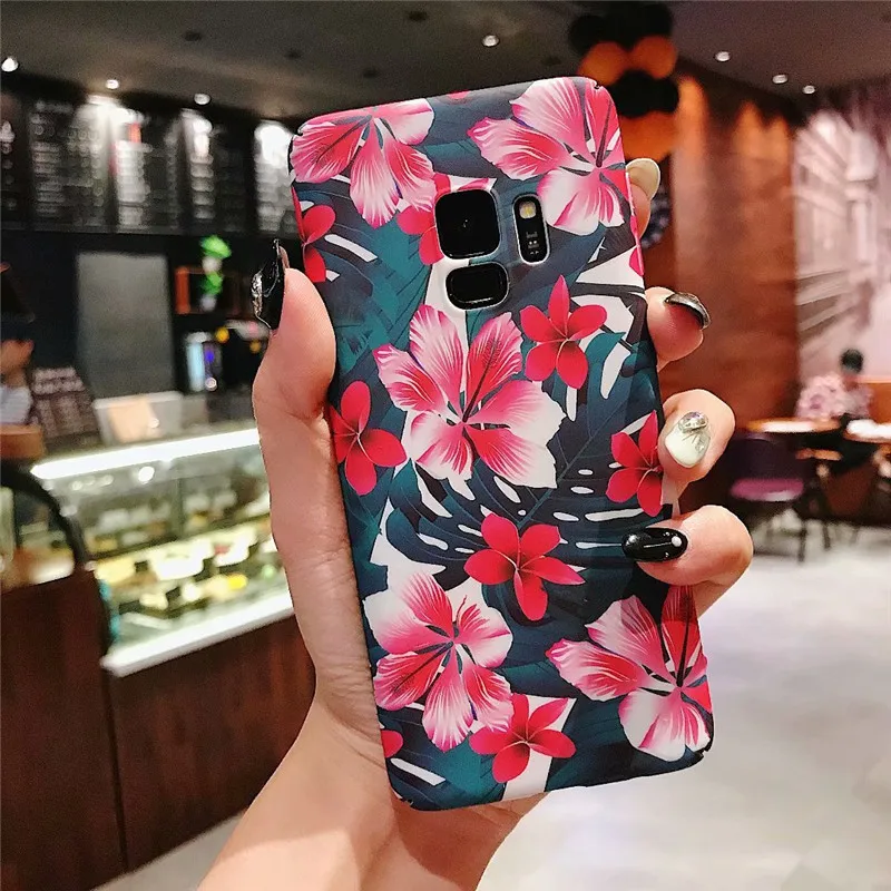 Жесткий чехол LANCHE для Samsung Galaxy S8 S9 S10 Plus Note 8 9 с цветочным мраморным узором телефона