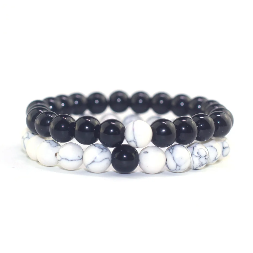 White Pine Scrub Couple Set Beads Natural Turquoise Black Matte 2 Pack Bracelet Christmas Friendship Gift Pulsera De Mujer | Украшения и