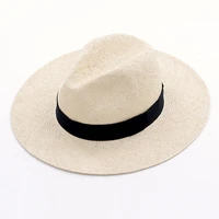 unisex handmade natural sisal summer hat for women men wide brim sun hat trilby straw fedora genuine havana retro beach jazz cap
