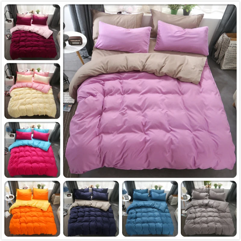 Комплект постельного белья фиолетового и серого цвета из 3 предметов 4 предмета