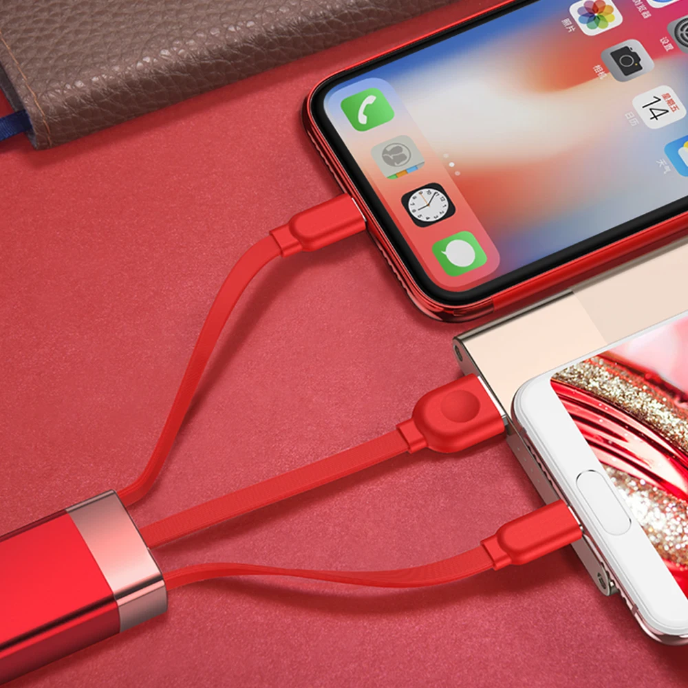 Oatsbasf 3 в 1 micro и type c usb кабель для iphone XR Xs Max X 8 7 6 plus Быстрая Зарядка Кабели зарядное