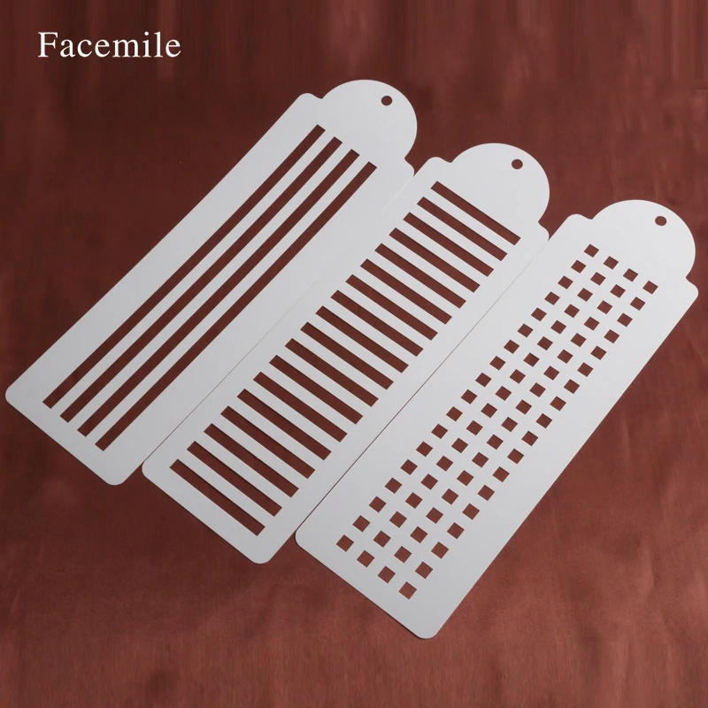 Facemile 3 шт./компл. пластмассовый трафарет для торта клетчатый полосатый дизайн