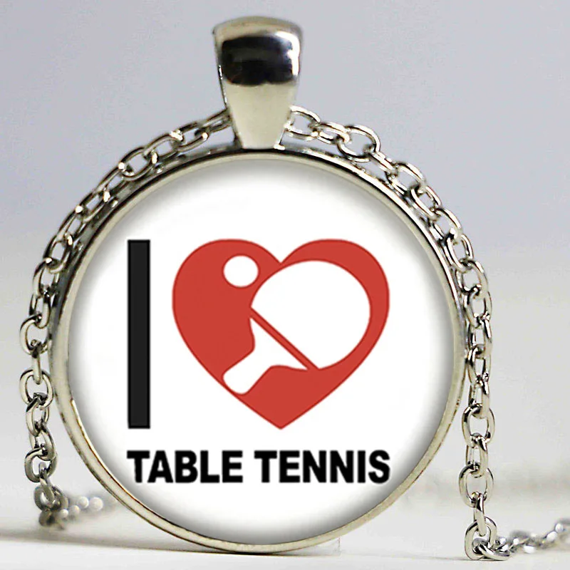 Новое ожерелье для настольного тенниса бижутерия I Love Pingpong стеклянный купол фото