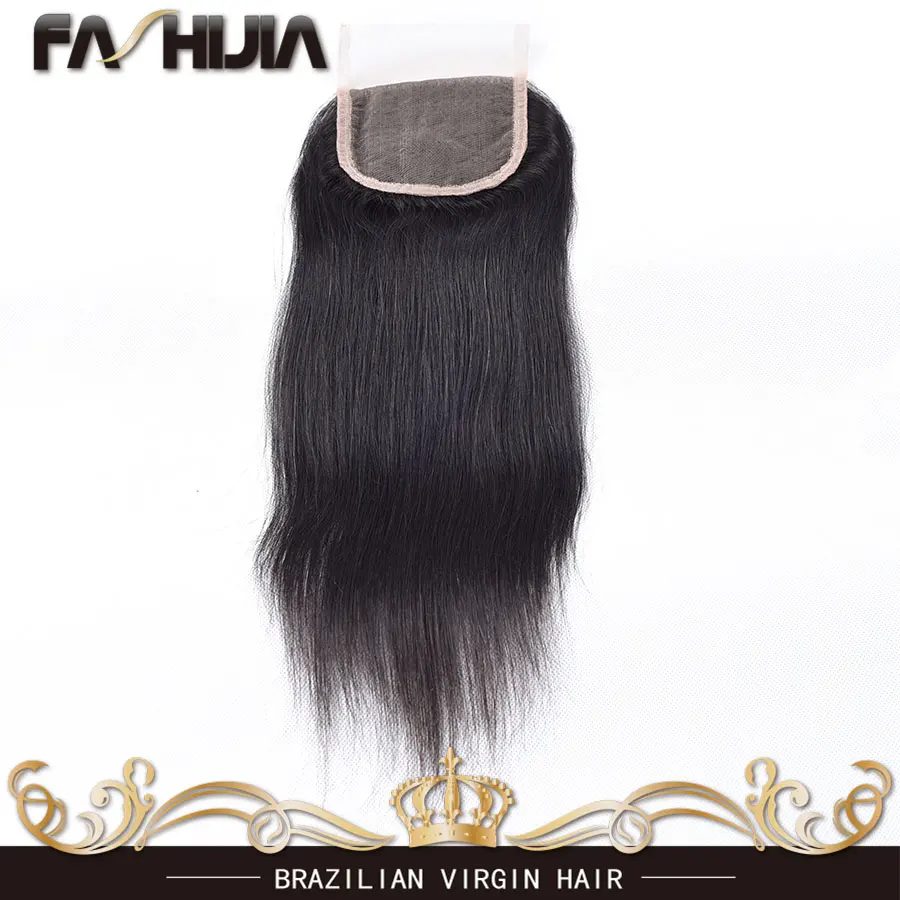 Brazilian Virgin Hair With Closure 4 Bundle Weave Bundles Straight 4*4 Human |