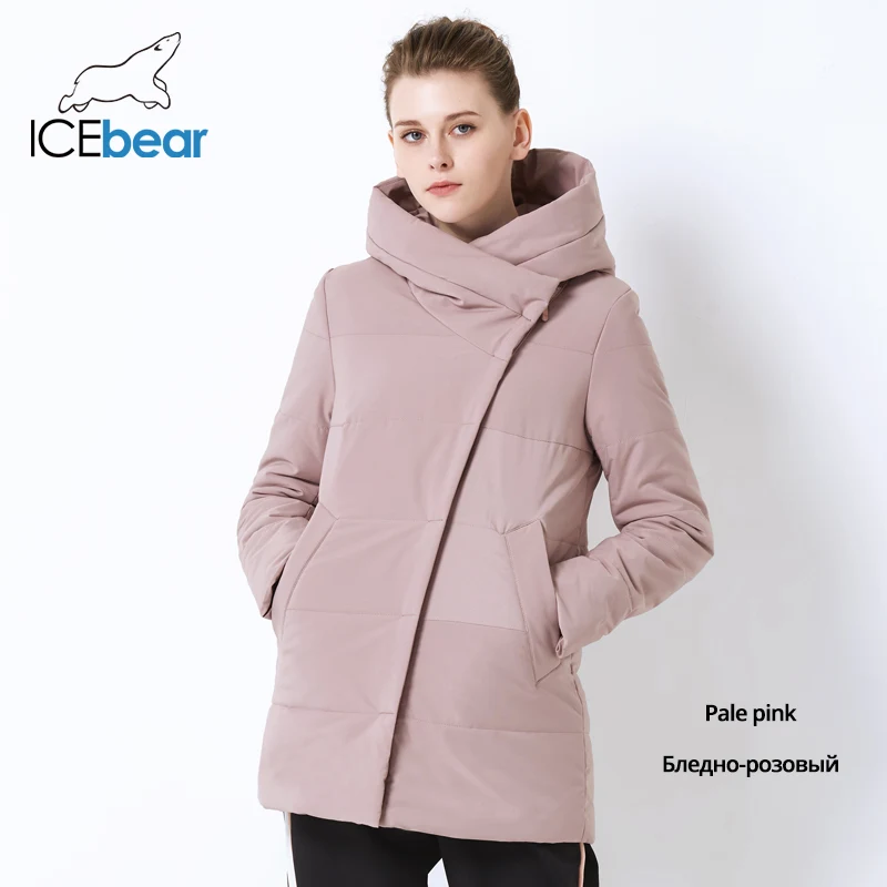 G363 Pale pink ICEbear осень Новая женская куртка ветрозащитная теплая короткая куртка на молнии дизайн Высокое качество Женская одежда GWC19508I - Цвет: G363 Pale pink