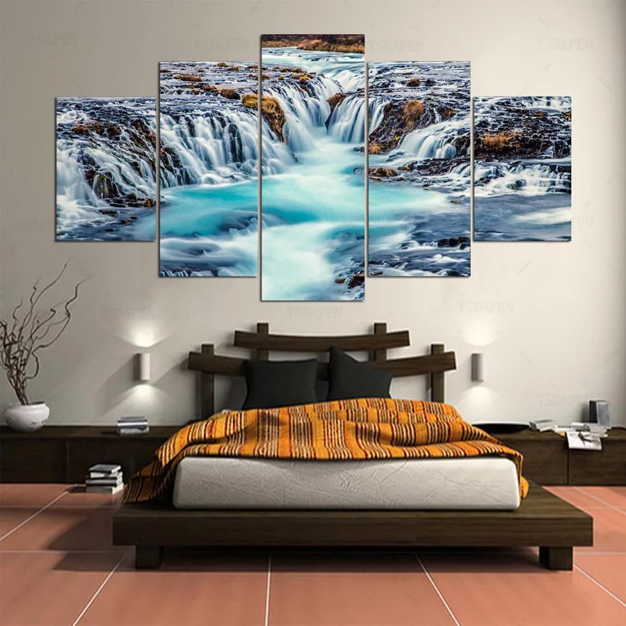 5 panel hd Rivers print canvas art wall framed paintings for living room picture kn-395 | Дом и сад