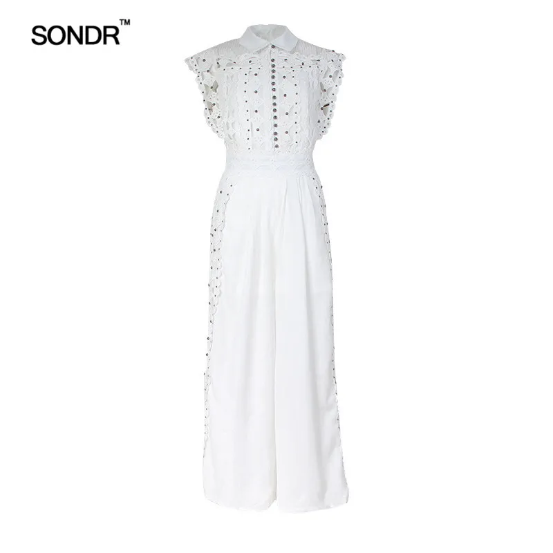 Женские комбинезоны без рукавов SONDR летние широкие брюки с высокой талией и