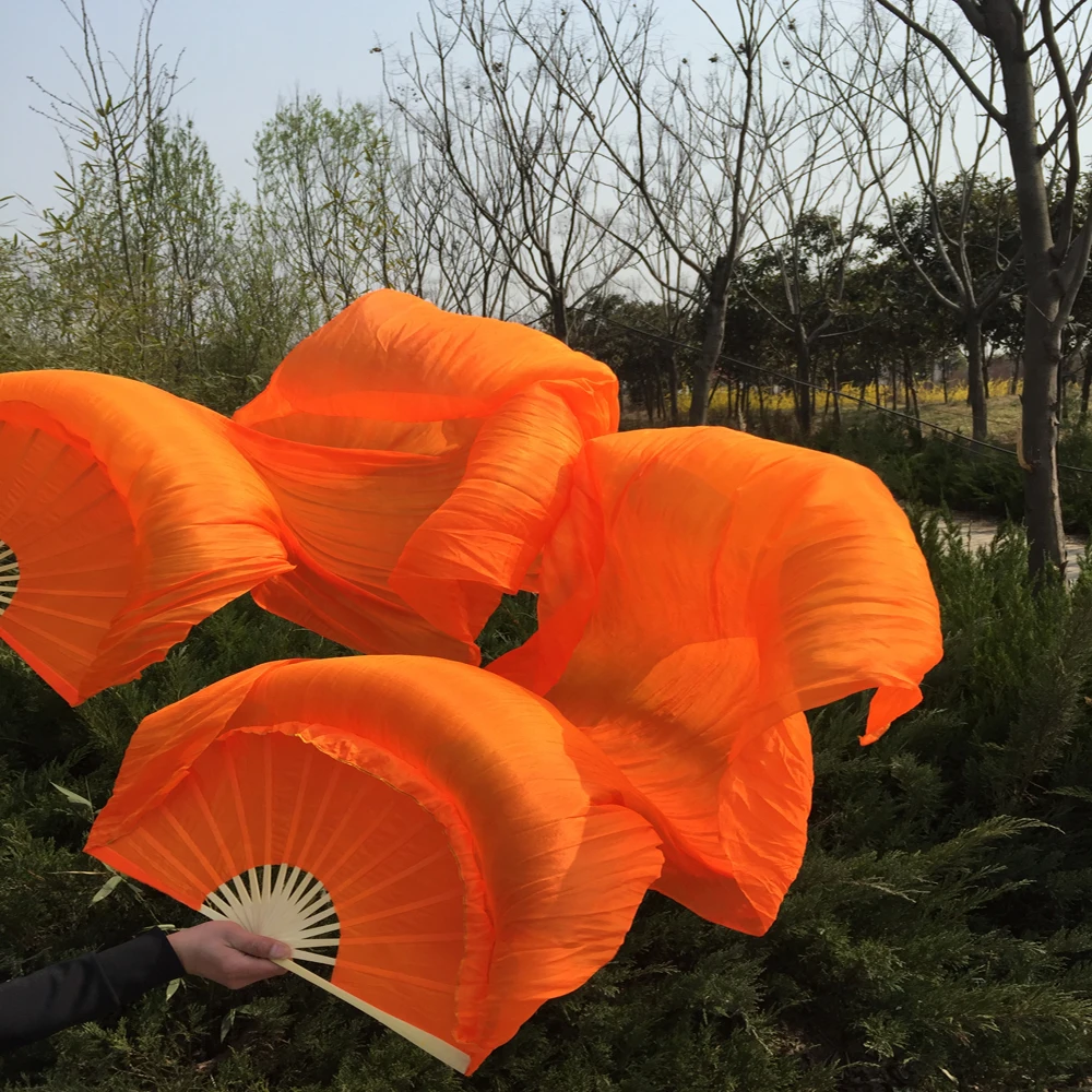 Новинка фанаты окрашенного оранжевого 100% шелка для танца живота эротический