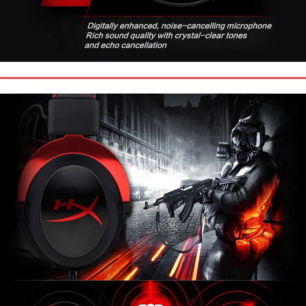 Kingston HyperX Cloud II Hi-Fi игровая гарнитура пистолет металл/розовый/красный наушники