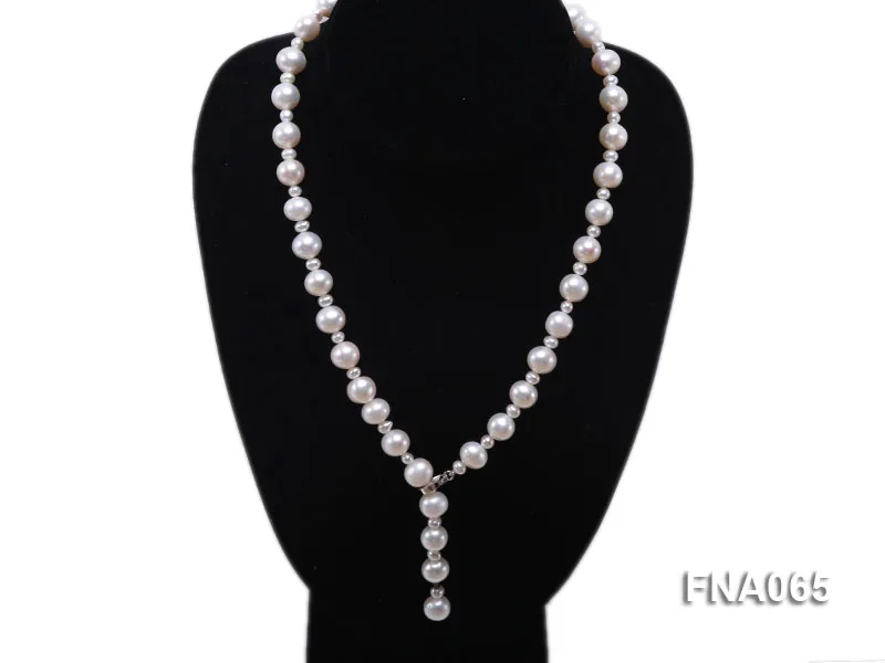 

Elegant Ladies Necklace Perfect Natural White 4-10mm Freshwater Pearl Necklace 56cm Long Pearl Jewelry Loving Gift