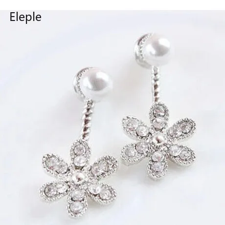 Элегантные женские жемчужные серьги с пятью листьями в виде цветка маленькие