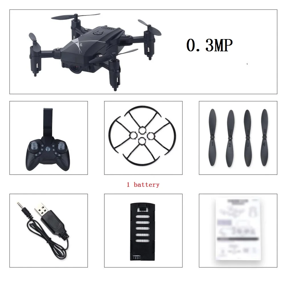 0.3MP 1Battery black LF602 2,4G wifi FPV мини складной Радиоуправляемый Дрон 2.0MP/0.3MP камера Дрон Безголовый Квадрокоптер фотографии видео передача в реальном времени - Цвет: 0.3MP 1Battery black