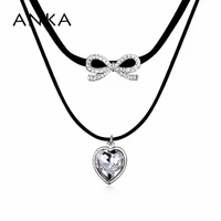anka heart with bow crystal chokers necklace promotion sale jewelry valentines day main stone crystals from austria 102376