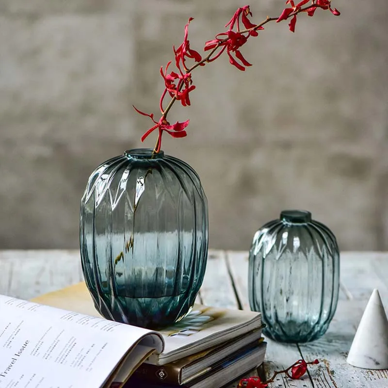 Glass vase living room home decoration flower arrangement dried art garden Chinese style simple | Дом и сад