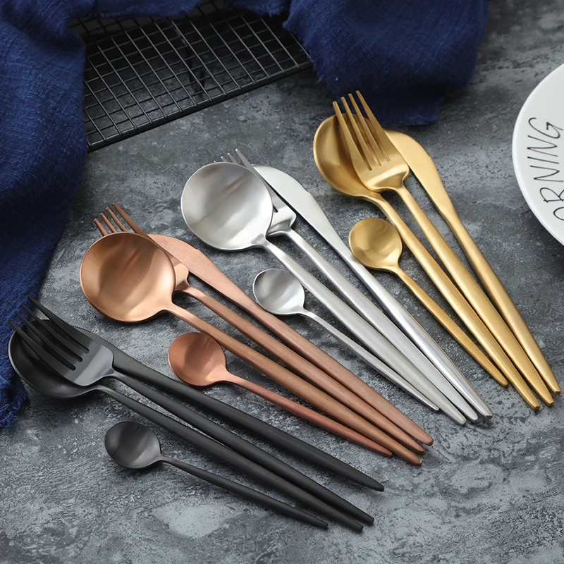 Набор столовых приборов из нержавеющей стали 4 шт./компл. 304|golden dinnerware|golden cutlery