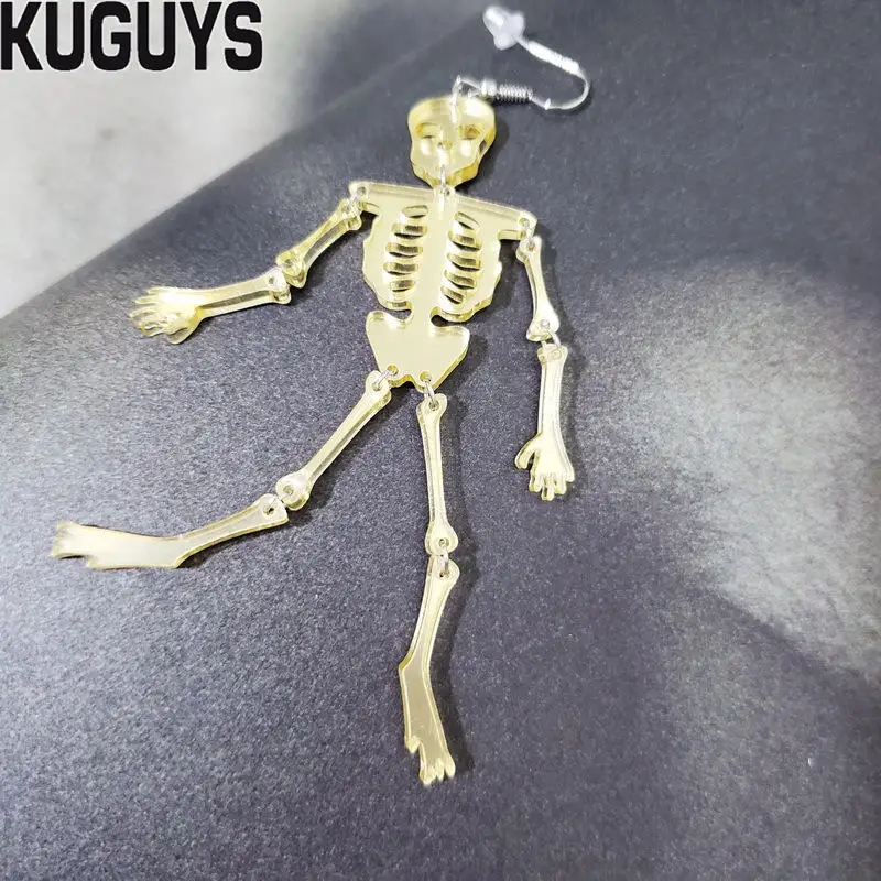 KUGUYS Хеллоуин ювелирные изделия Акриловые Скелет большие серьги для женщин Pendientes