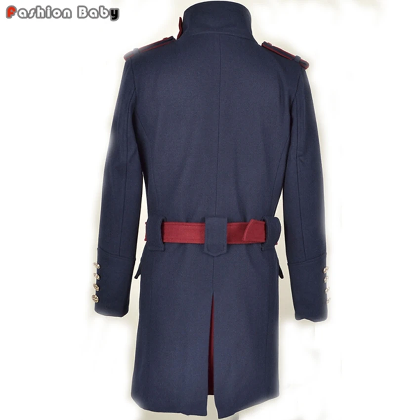 Прохладный Для мужчин Модный пэчворк воротник Epaulet Длинные шерстяные Тренч с