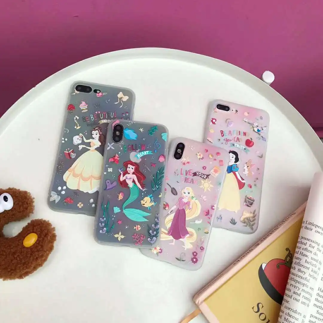 Классический чехол принцессы для iPhone X XS MAX XR 6 6S 7 8 Plus полупрозрачный мягкий с