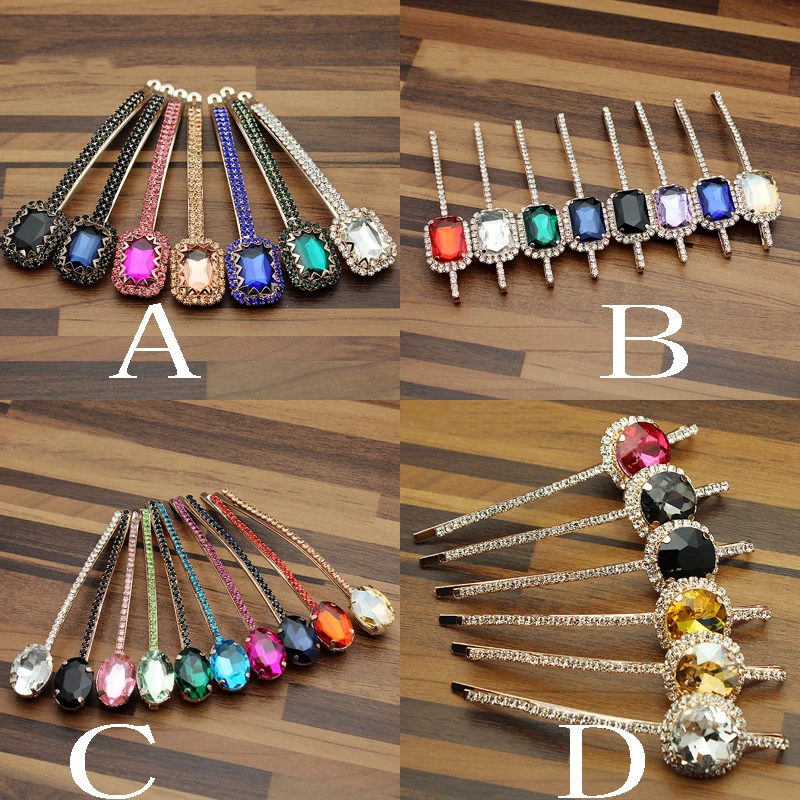 1 шт. Роскошные Блестящие Ярко-розовые ярко-синие кристаллы для волос со стразами