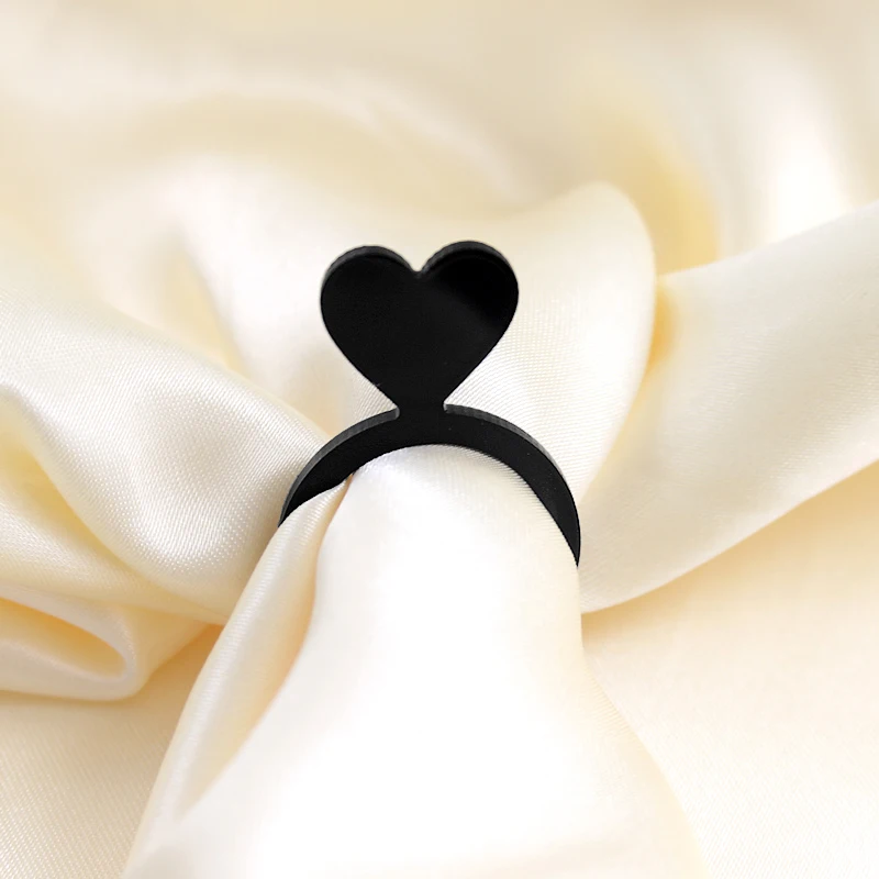 Черное акриловое кольцо в форме сердца парные Романтические кольца ювелирные - Фото №1
