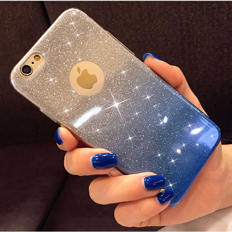 Блестящий градиентный цветной блестящий чехол для iphone XS MAX XR X 10 мягкий