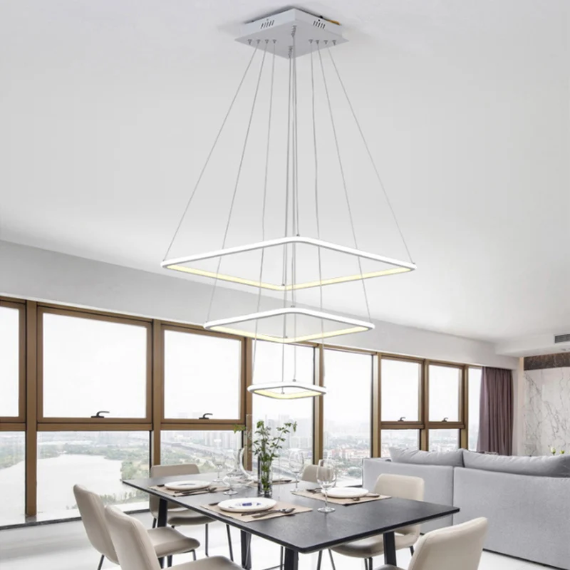 4 кольца новый современный светодиодный Люстра гостиная столовая лампадарио современная люстра лампа AC85