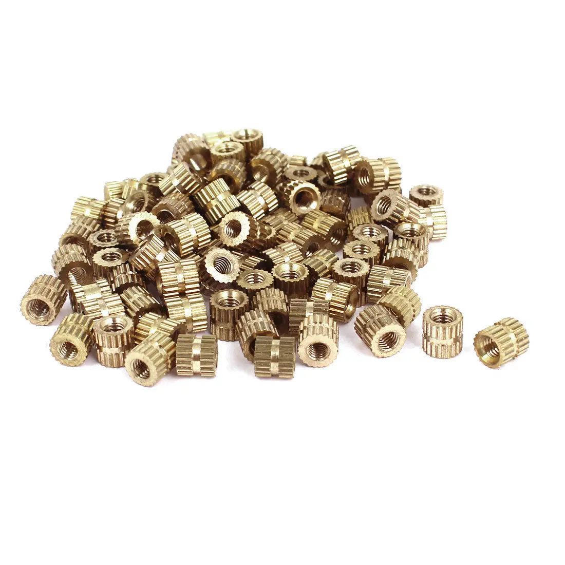 100 шт. M3x5mm(L) 5mm(OD) Метрическая Резьба Латунь Knurl круглые вставные гайки LXM|insert nut|brass